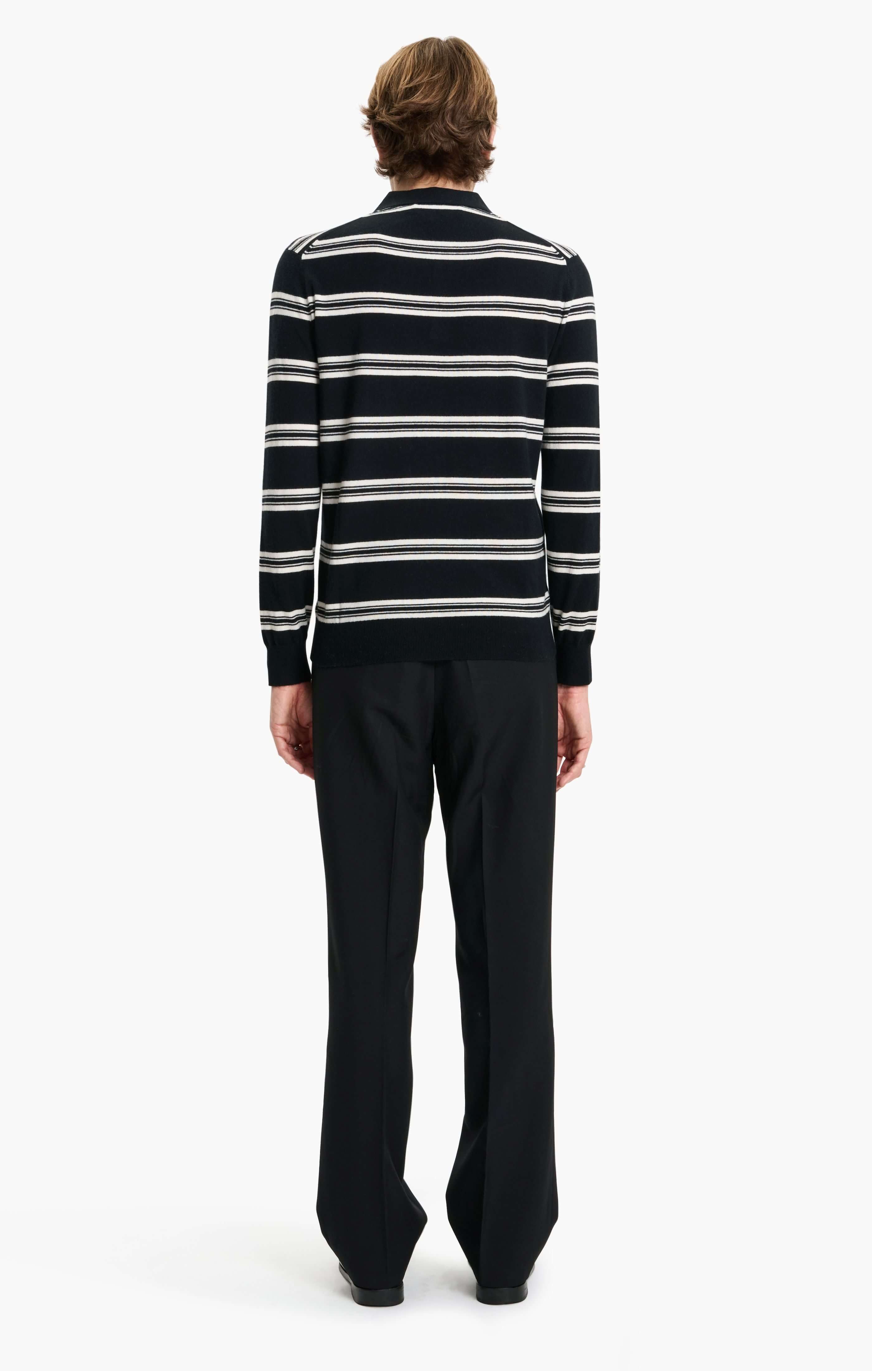Mr Swansea Striped cashmere Sweater - Black – back view