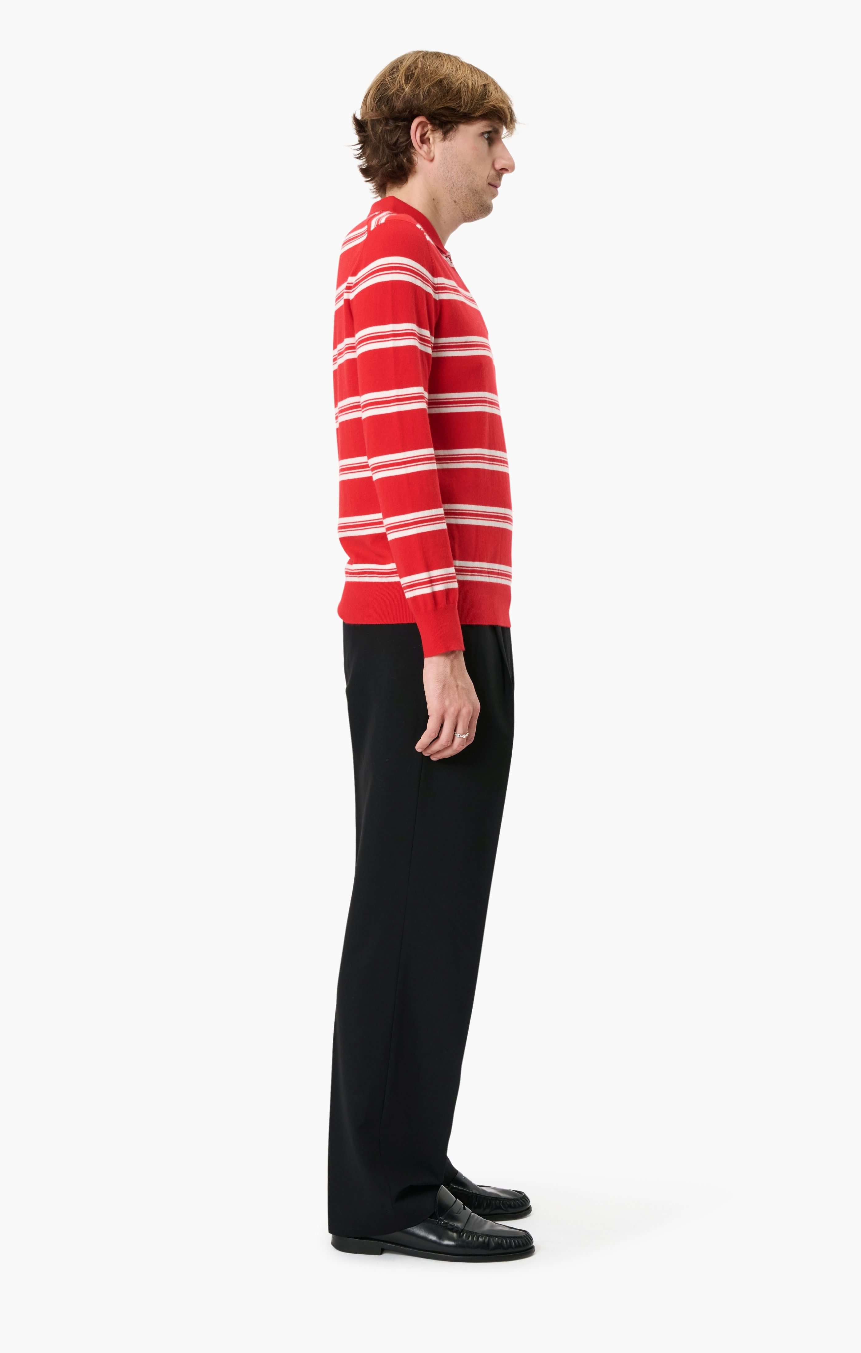 Mr Swansea Striped cashmere Sweater - Postbox Red – side view