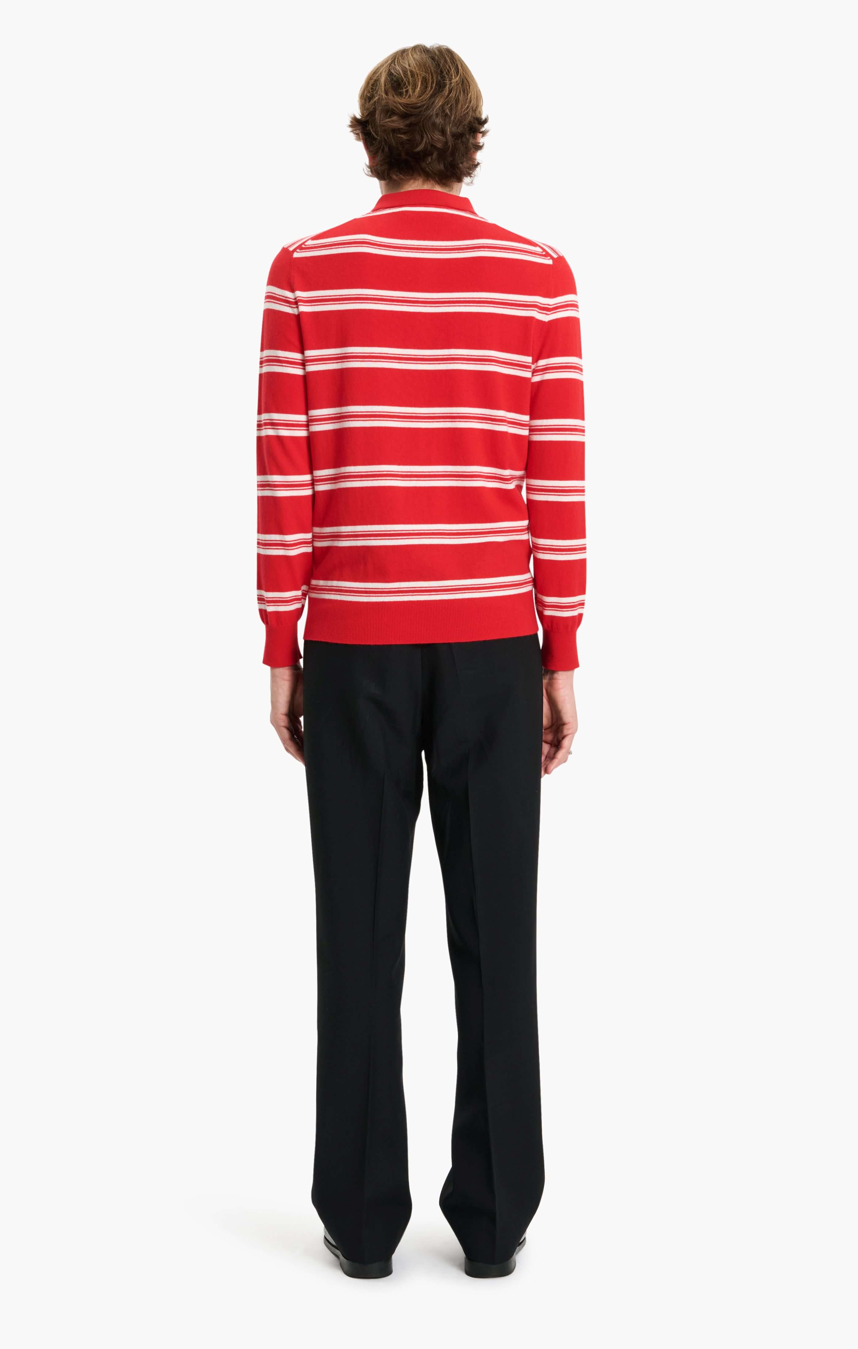 Mr Swansea Striped cashmere Sweater - Postbox Red – back view