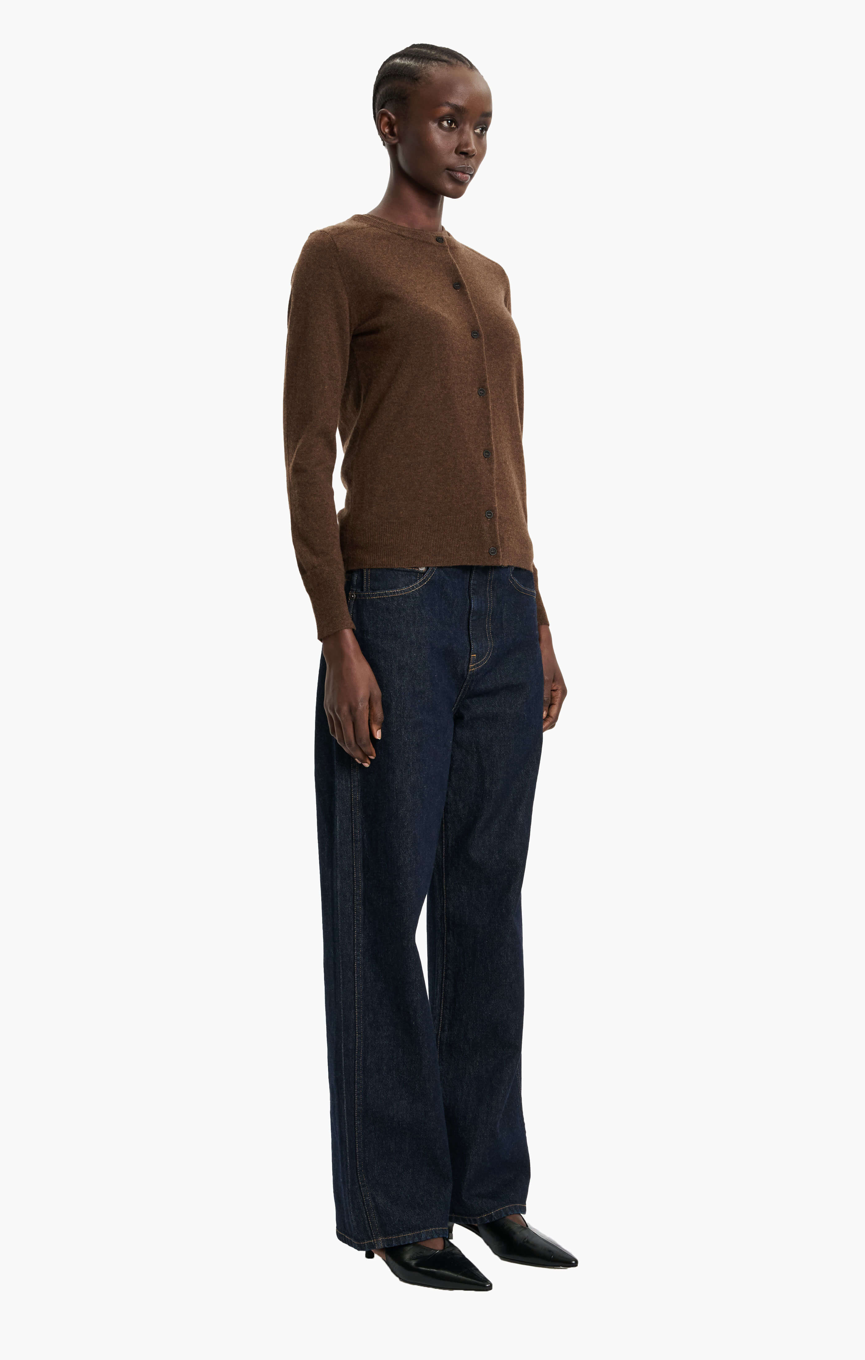 Nappa cashmere Cardigan - Brown Chocolate Marl – side view