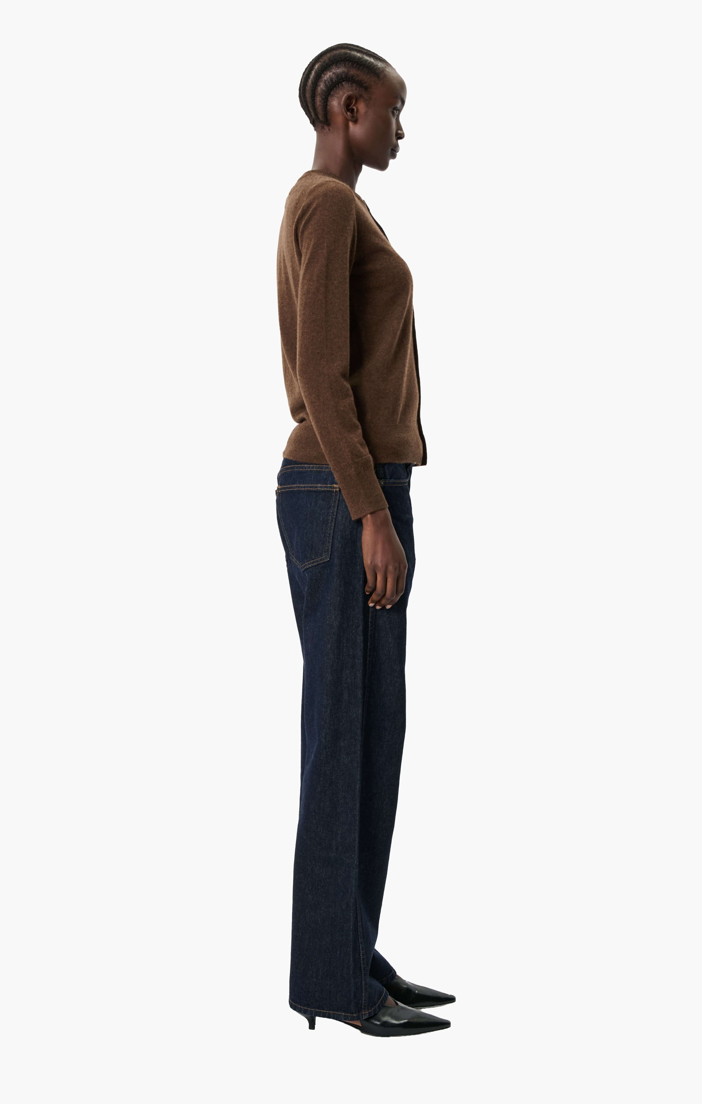 Nappa cashmere Cardigan - Brown Chocolate Marl – side view