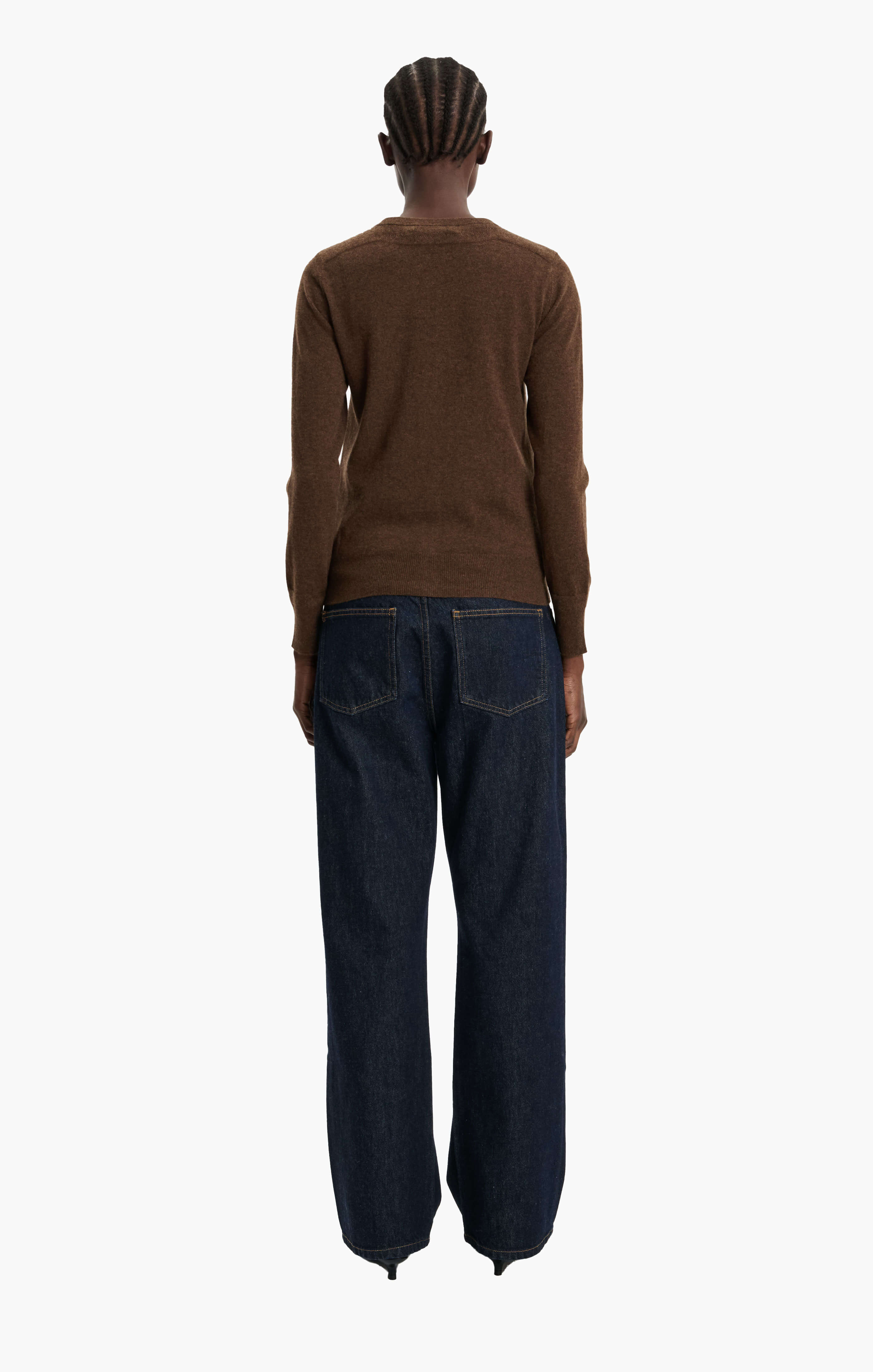 Nappa cashmere Cardigan - Brown Chocolate Marl – back view