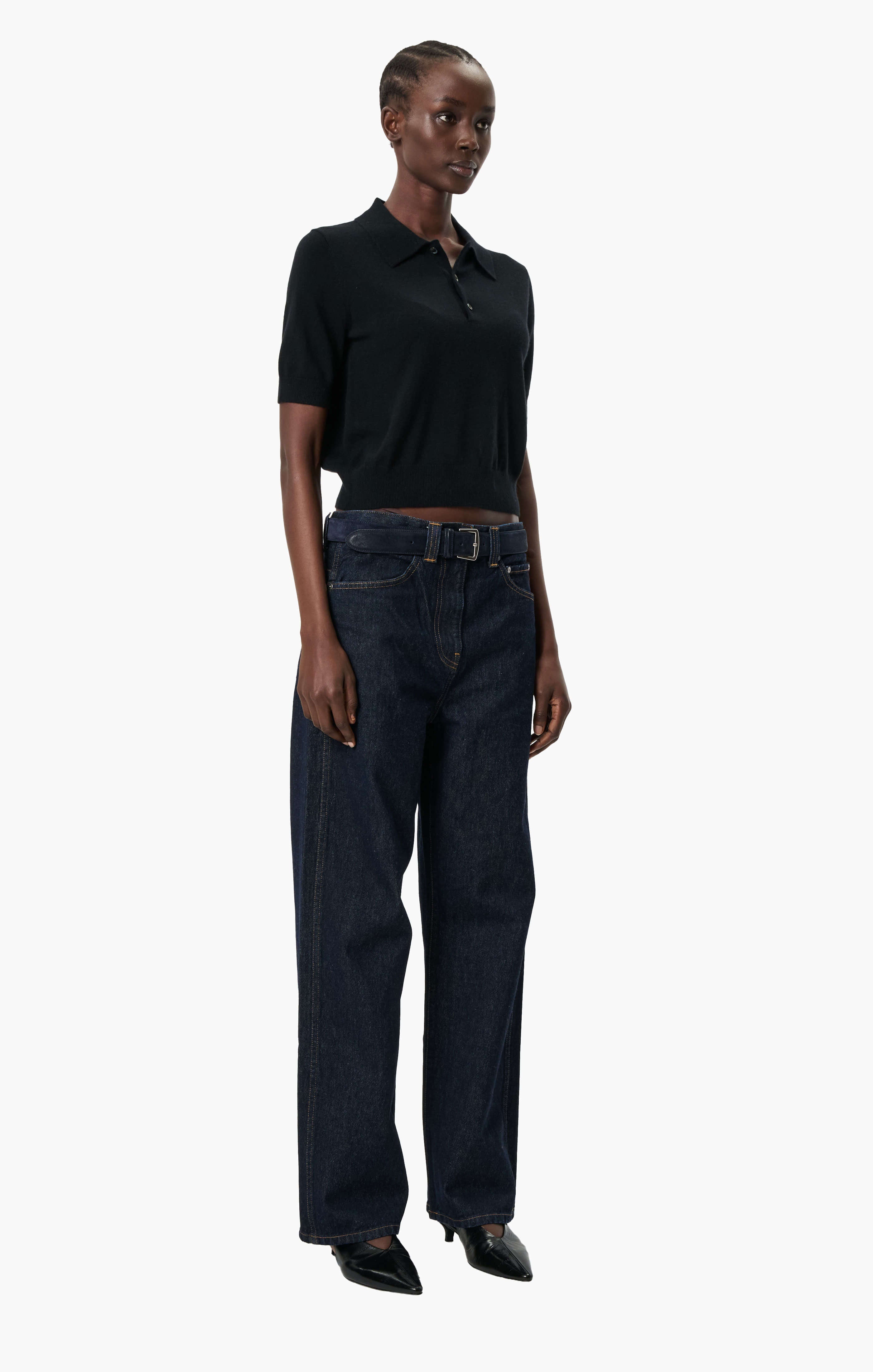 Octavia Polo cashmere Shirt - Black – side view