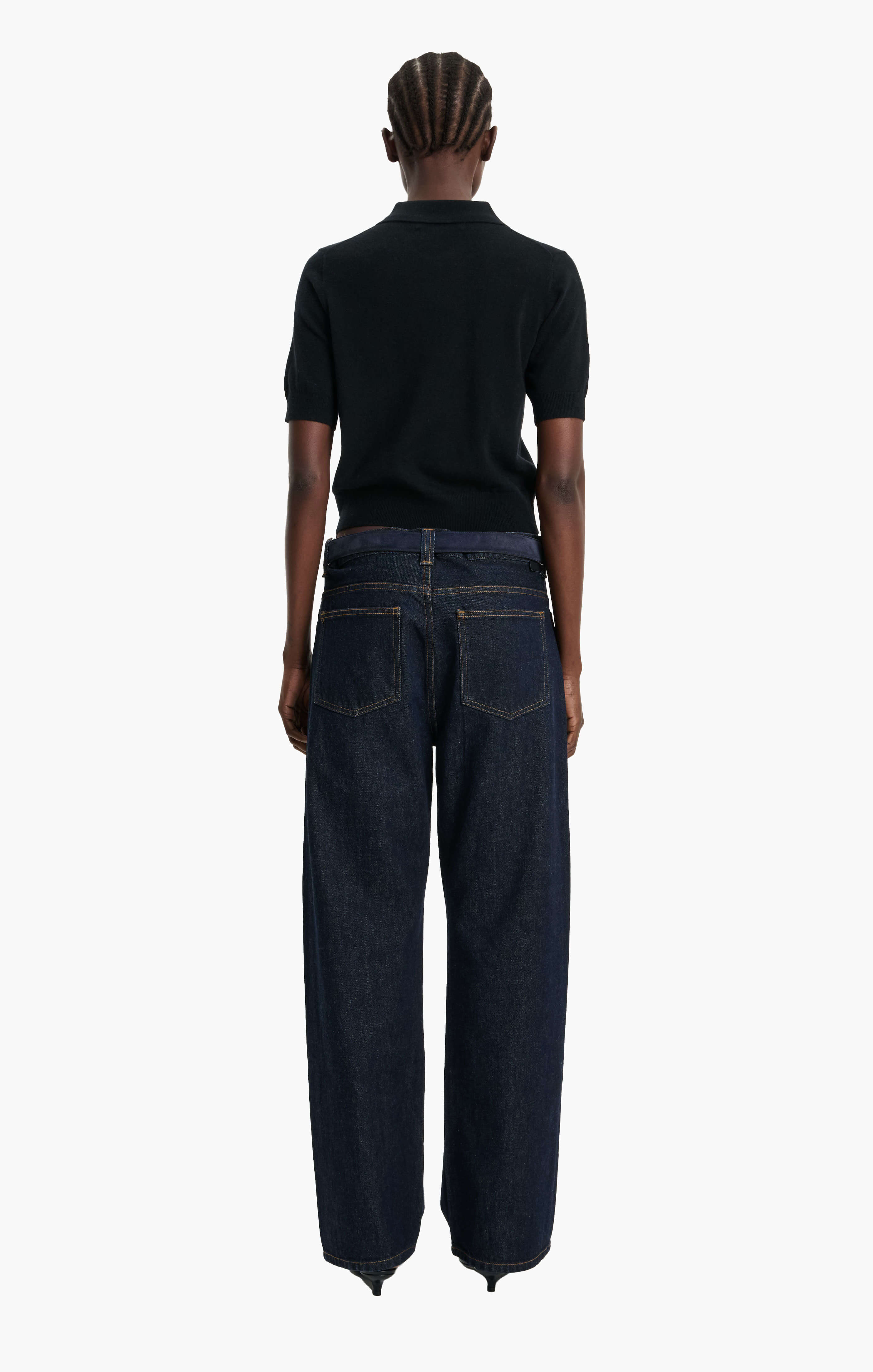 Octavia Polo cashmere Shirt - Black – back view