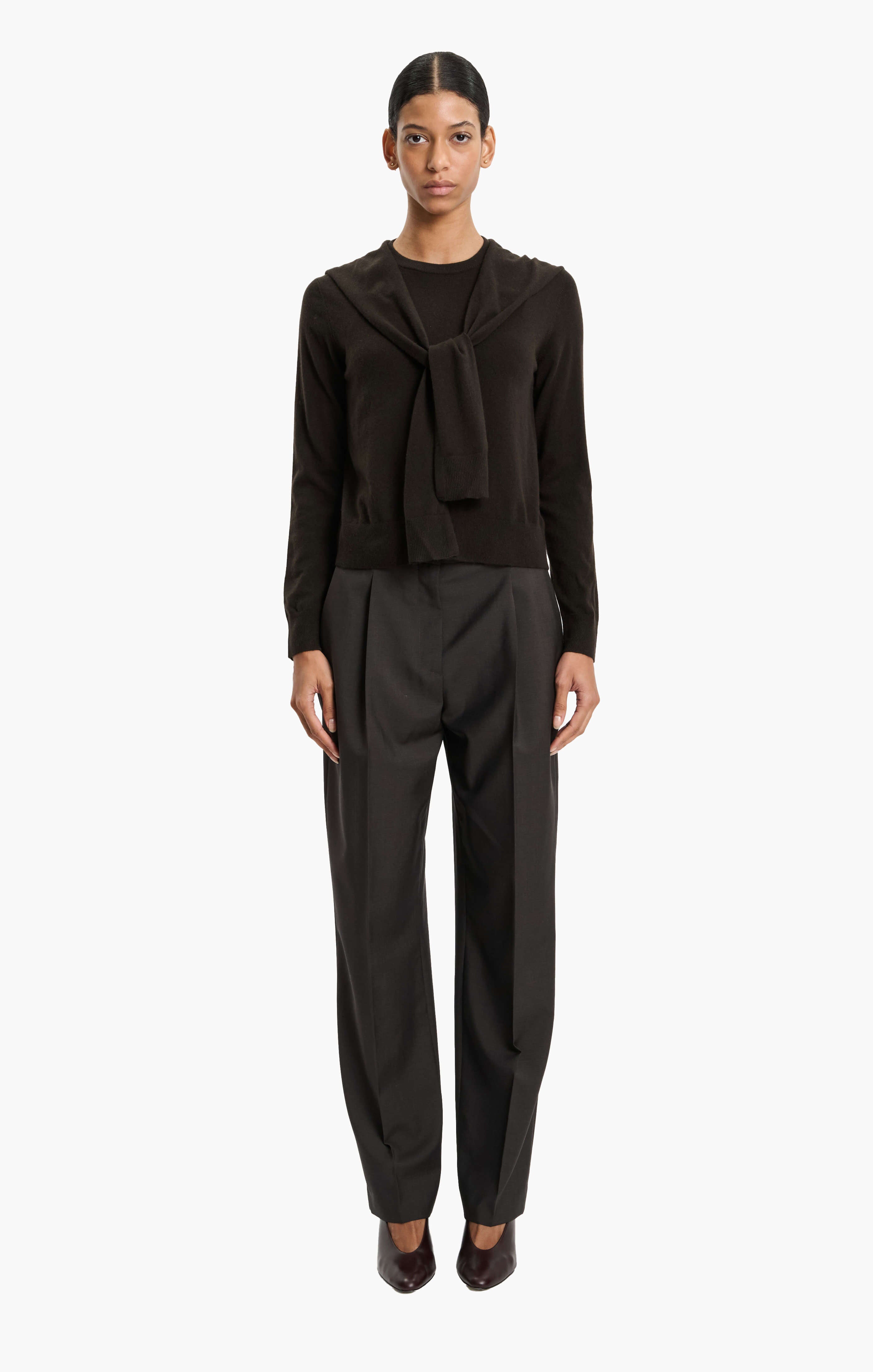 Sonja cashmere Sweater - Brown Wood – front view