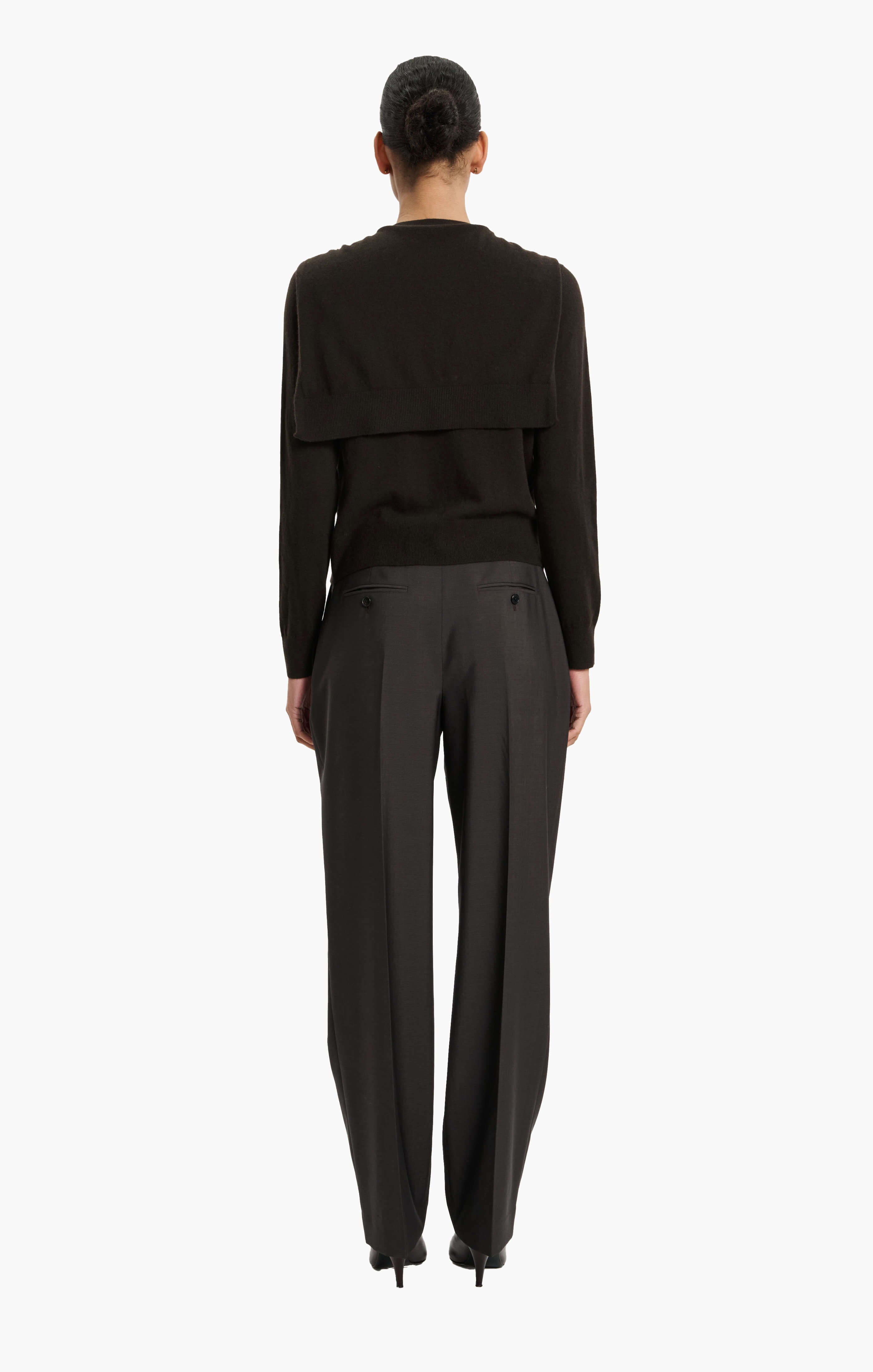 Sonja cashmere Sweater - Brown Wood – back view