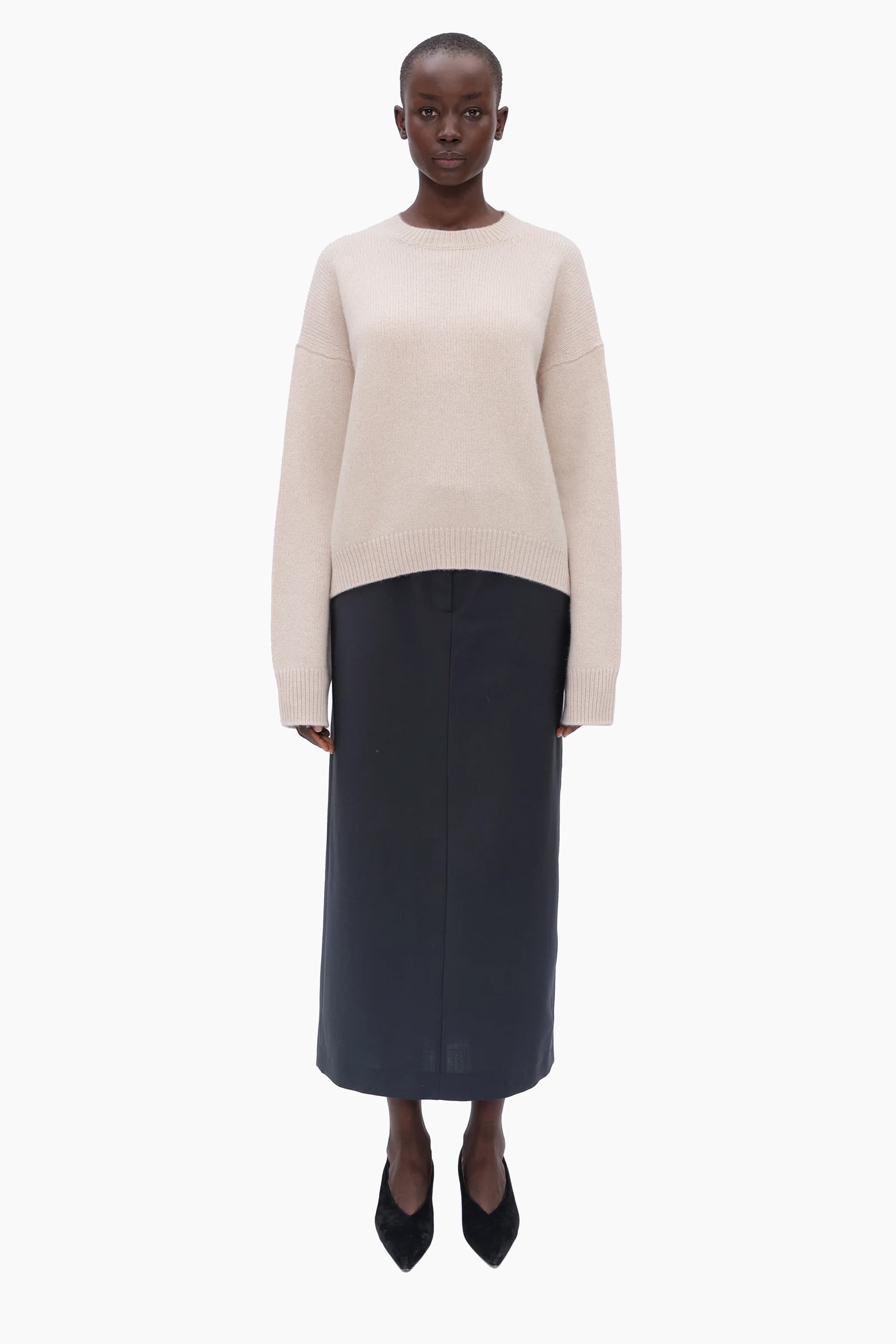 The Ivy cashmere Sweater - Bath Stone – front view