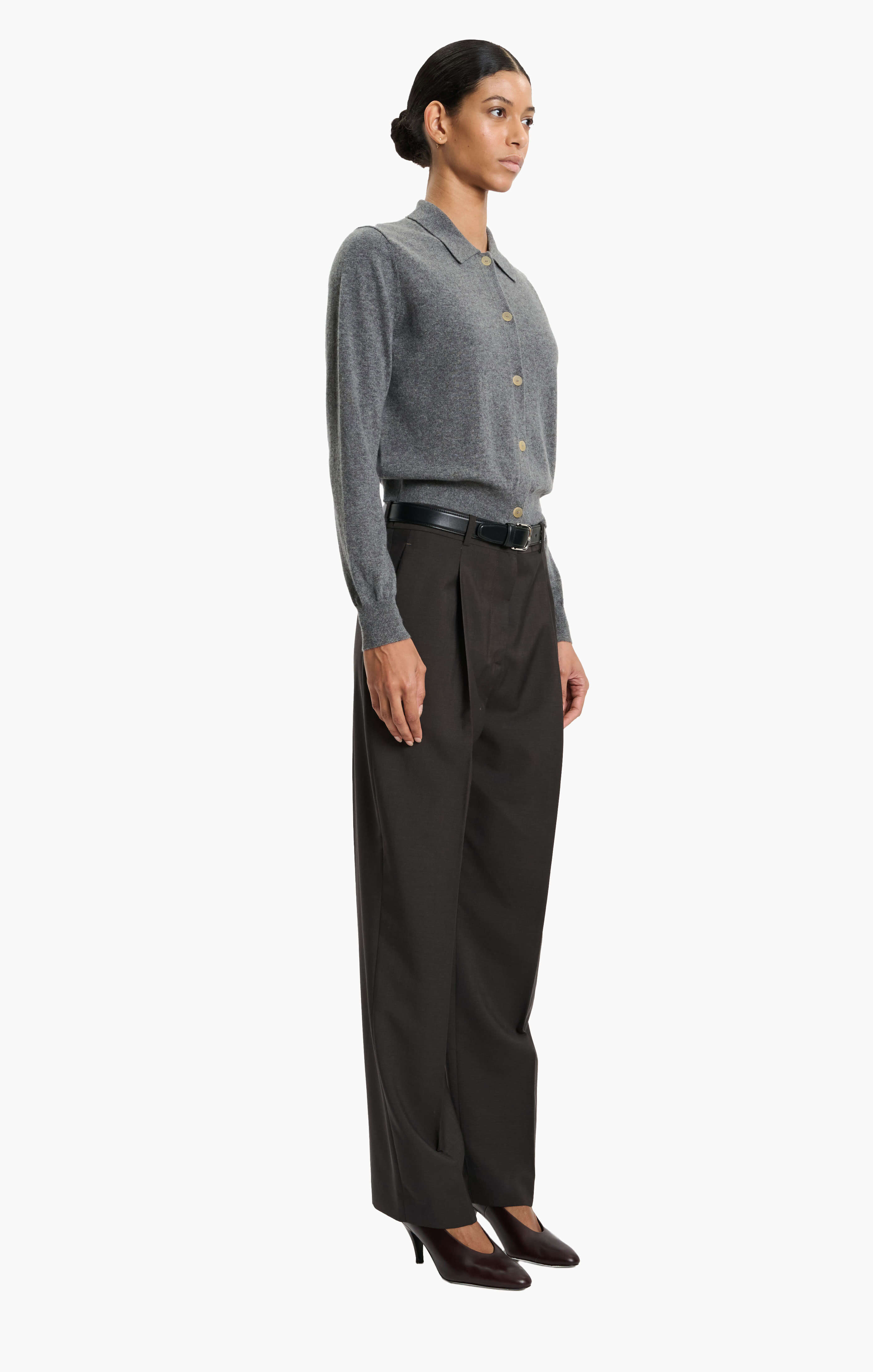 Wrexham cashmere Sweater - Granite Marl – side view