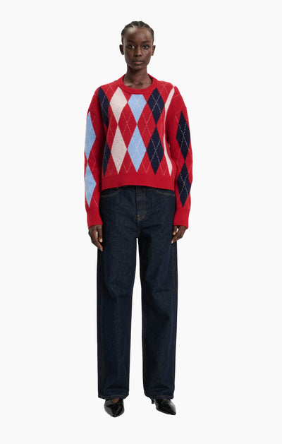 Chapman Sweater - Red Wine Argyle