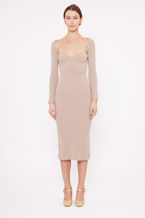 Coco Dress (With Scarf) - Fawn